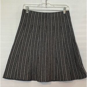 Women's Dark Academia Grey Herringbone Cotton Knit Flared Mini Skirt MD Pull On